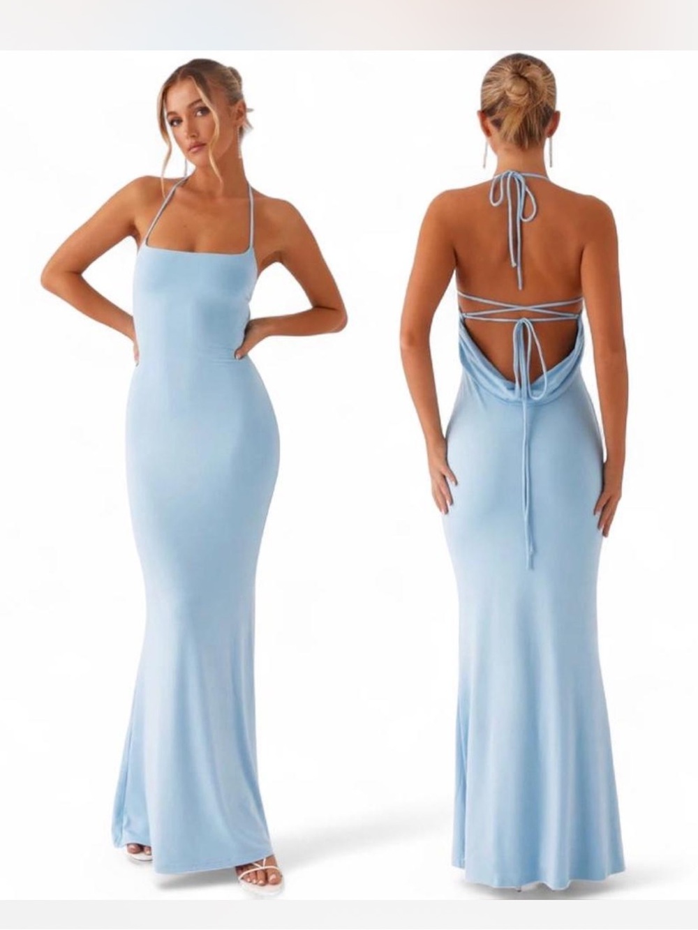 Peppermayo Talk About Us Maxi Dress in Blue - Size 6